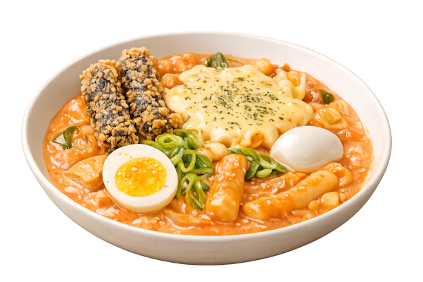 Rose tteokbokki in Da Nang at Mr Lee Korean Food & Drink, creamy Korean rice cakes near My An Beach